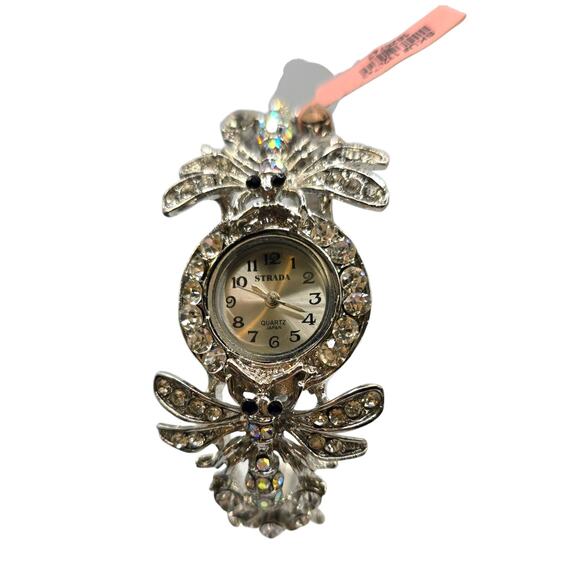 Strada Accessories - Strada Crystal Women Watch Dragonfly Analog Quartz Movement Silver Tone